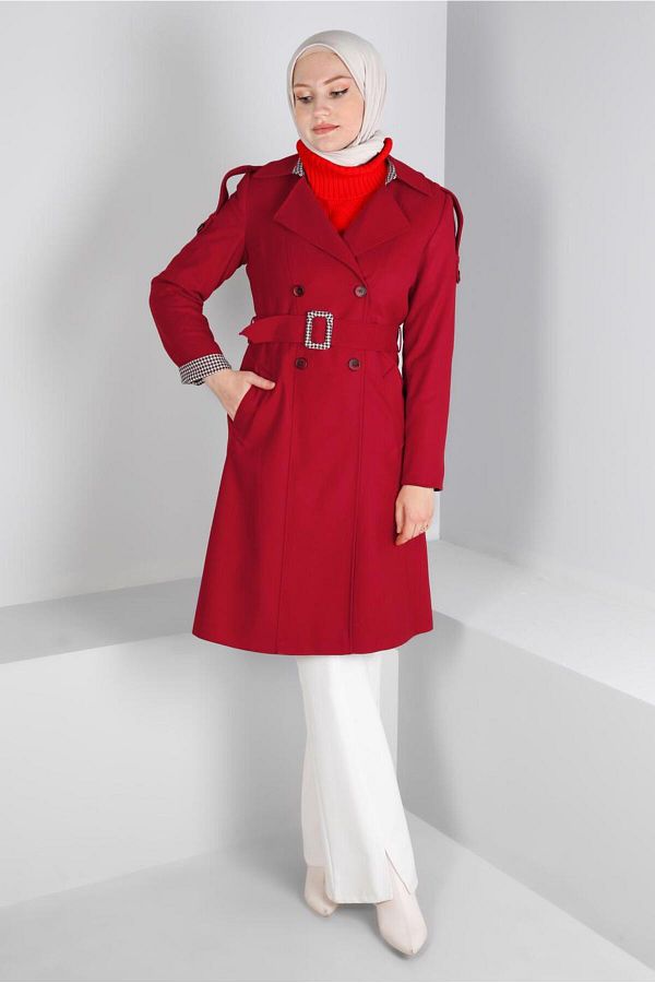 Alvina-PUMPY PATTERN DETAIL BUTTONED TRENCH COAT 10680 1