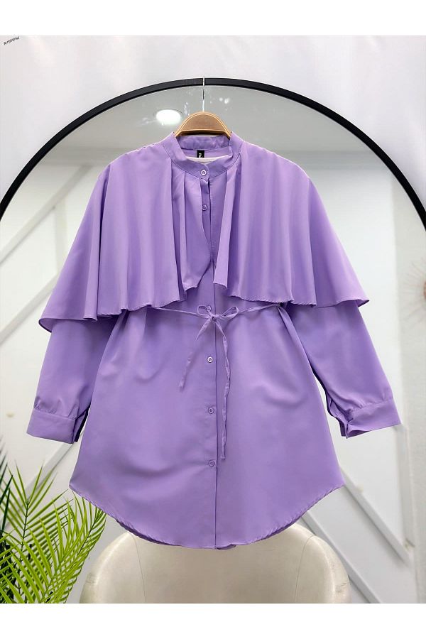YEDİLALE-Caped - Details of the Belted Shirt [1 Size (36/38/40) 2 Sizes (42/44)] Matched 1