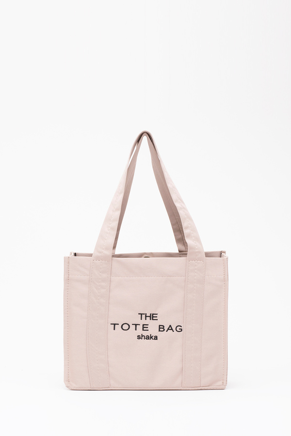 Shaka Krem U45 Çıt Çıt Kapatmalı The Tote Bag Işlemeli Kanvas Kumaş Günlük Kadın Kol Ve Omuz Çantası 25x30