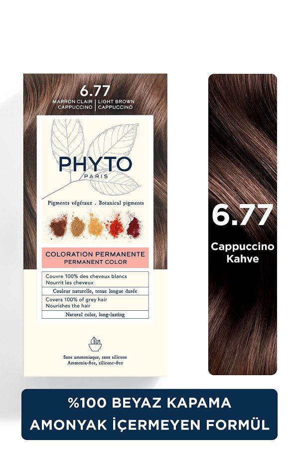 Phyto-Permanente Kräuter-Haarfarbe – Farbe ohne Ammoniak 6,77 Cappuccino-Braun 1