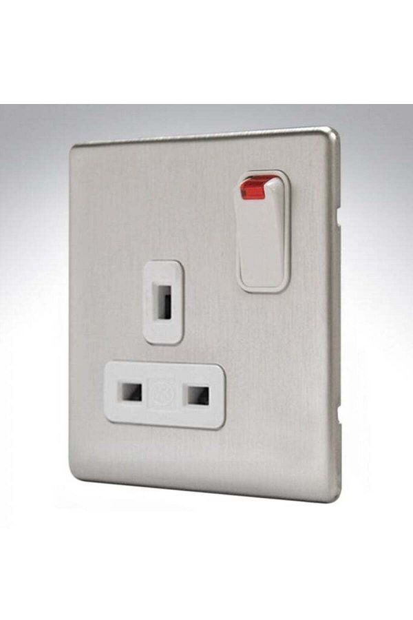 MK-Aspect Single Socket with Neon Stainless Steel MK K24657BSSW with LED 1
