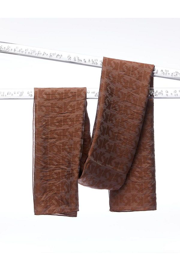Kayra-Şal țesut din viscoză jacquard monogramă maro 1