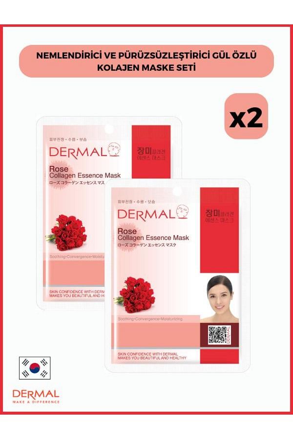 Dermal-Moisturizing and Smoothing Rose Extract Collagen Mask Set 1