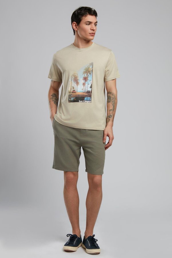 Lee Cooper Montay Men's O Neck T-Shirt Beige