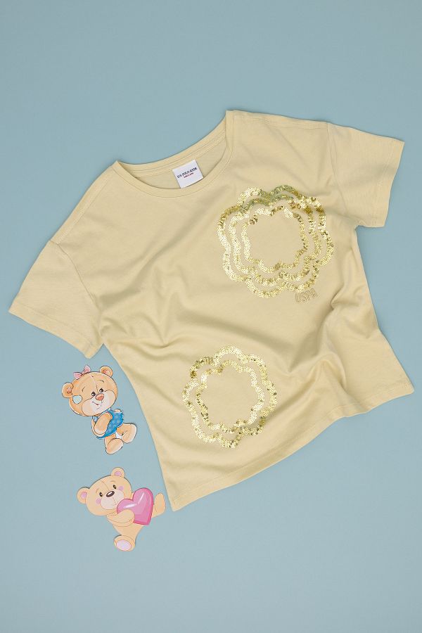 U.S. Polo Assn.-Girl's Light Khaki T-Shirt 50300960 -Vr183 1