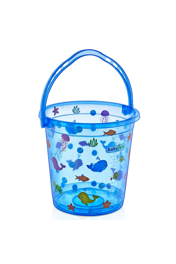 Babyjem Bebek Banyo Kovası Şeffaf Desenli Mavi