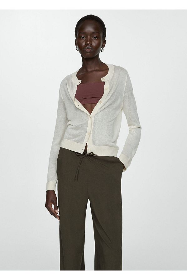MANGO-Khaki Women's Pants 67068651 1