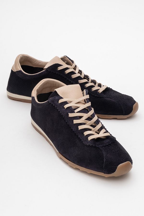 LuviShoes-Crea Navy Blue Genuine Leather Suede Women's Sports Shoes 1