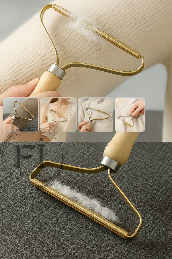 Fİ HOME-Iron Clothes Lint and Lint Collector with Wooden Handle |   Cat Dog Sweater Cardigan Carpet Fabric Feather Collection 1