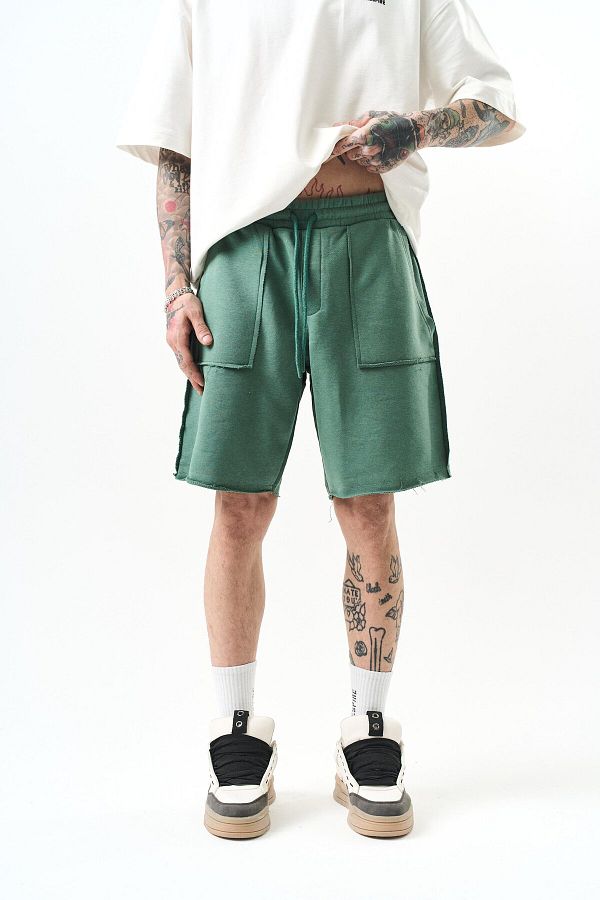 Respire-Ανδρικό σορτς Basic Green Dirty Stitched 1