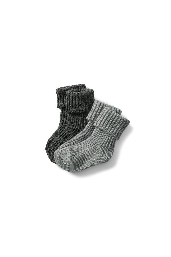 Tchibo-Toddlers Boy 2 Pairs Textured Socks, Dark Grey and Light Grey 1