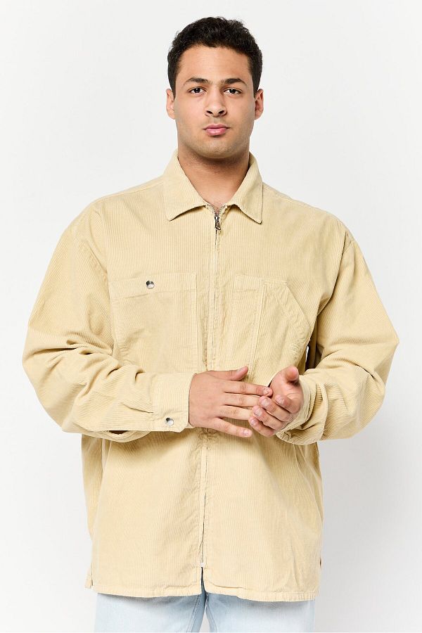 Diesel-Men Micro Corduroy Jacket Shirt, Khaki 1
