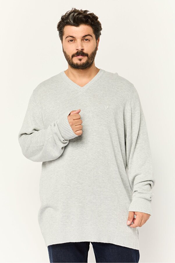 American Eagle Men V-Neck Embroidered Logo Long Sleeves Sweater