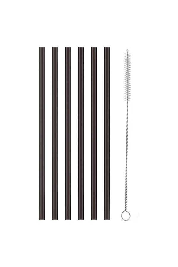 Choice-6black1brush 12Inch Replacement Black Straw for Stanley 40/30oz Cups,Plastic Reusable Straw for Stan 1