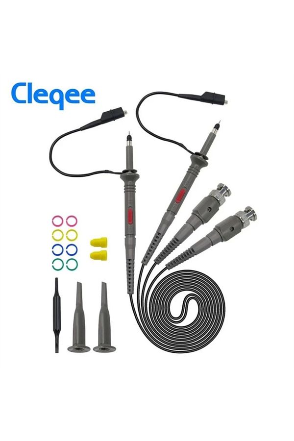 CLEQEE-2pcs P6100 2PCS Oscilloscope Probe Kit DC-100MHz Scope Clip Test Probe 100MHz For Tektronix HP X1/X1 1