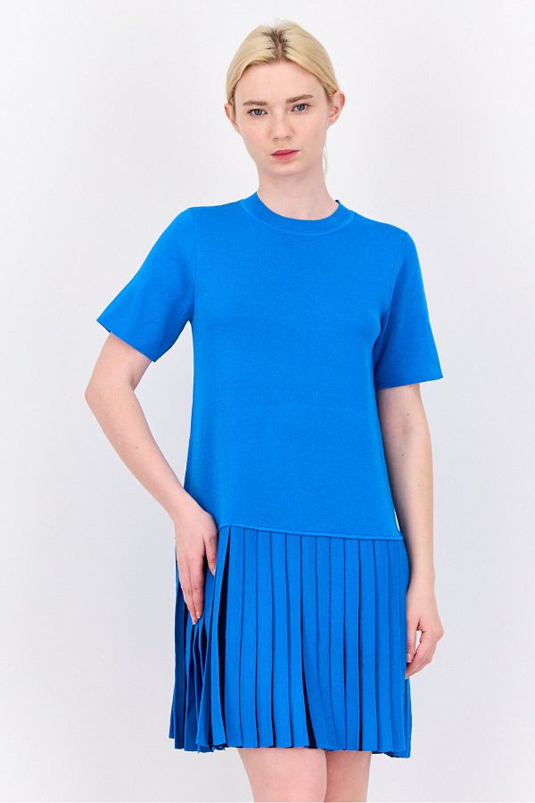Esprit-فستان نسائي قصير مطوي، أزرق ملكي 1