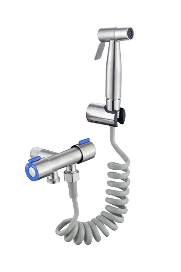 valkyrie Paslanmaz Çelik Tuvalet Musluk Bide Seti Kolay Kurulum Kullanım Çift Çıkışlı Gümüş Evcil Ha