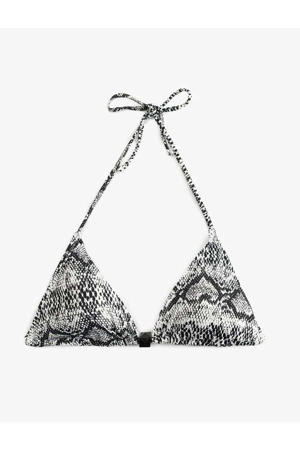 Koton-Snake Patterned Triangle Bikini Top with Accessories 1