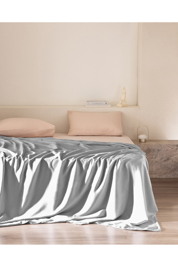 Madame Coco-Ciel Double 100% Cotton Satin Duvet Cover - Gray 1