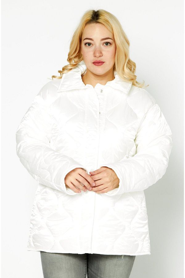 Asos Design-Women Long Sleeve Quilted Padded Jacket, Off White 1