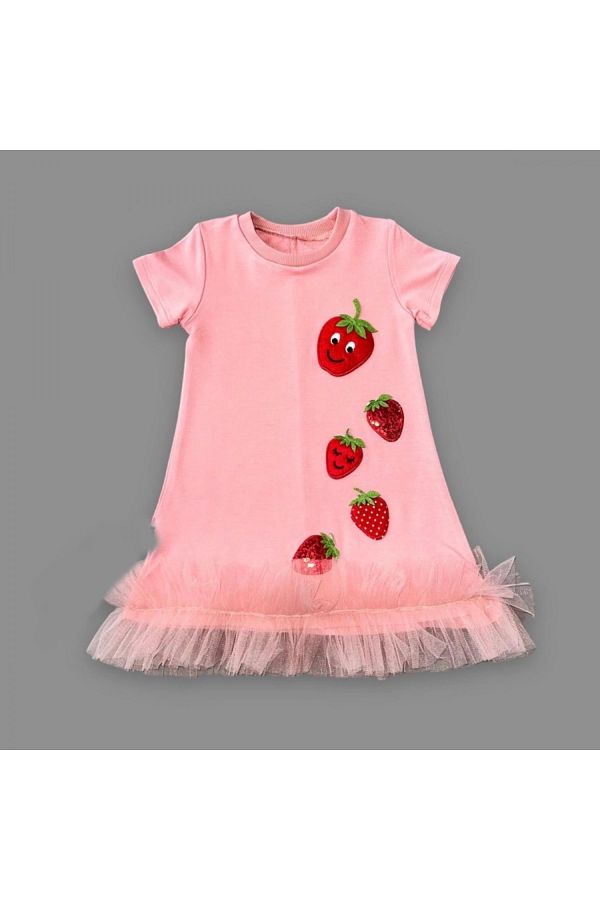 STOREMAX-1-2-3 Years Sequined Strawberries Embroidered Skirt Frilly Gilet Girl's Dress 1