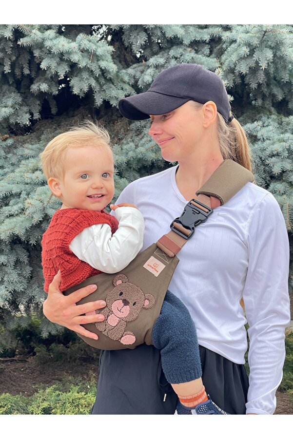 Umarhea Çocuk Yan Taşıyıcı 9 Aydan 48 Aya Kadar (9 KG - 20 KG) Yeşil Renk Ayıcık Desenli