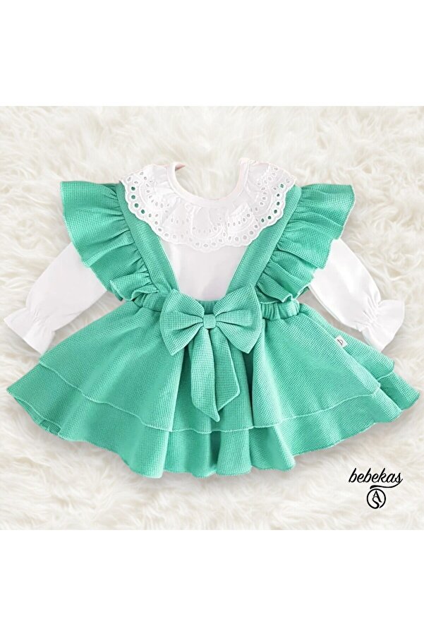 urzalobaby Kız Bebek %100 Pamuk Fiyonklu Body Elbise