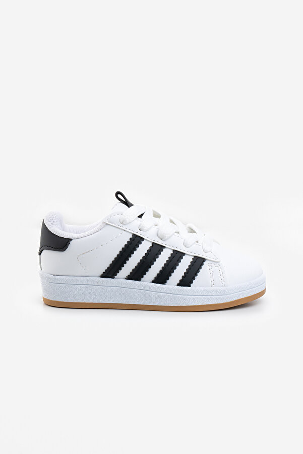 Shupe Çocuk Kız Erkek Bebek Beyaz Siyah Spor Ayakkabı Sneaker
