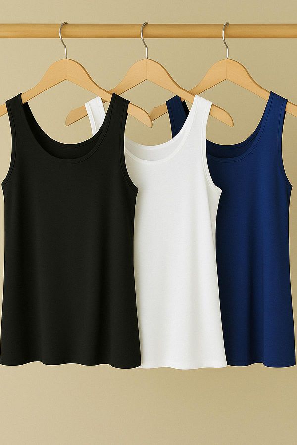 COTENCONCEPT-Μπλουζάκι 3 τεμαχίων A-Line Plus Size Βαμβακερό λουράκι 1
