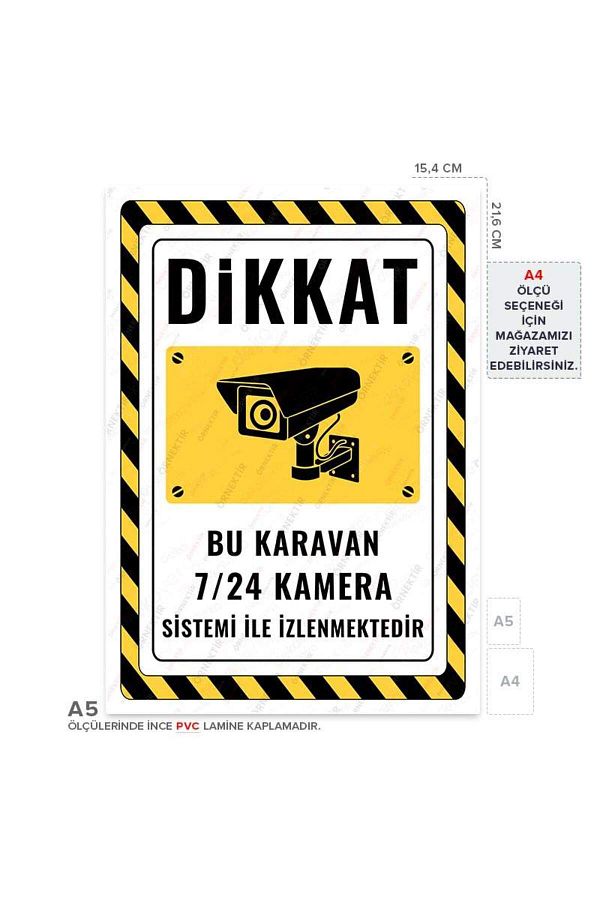 Posterya-Ul02478-A5 - This Caravan Is Monitored 24/7 Camera System Warning Sign (15.4×21.6cm) 1