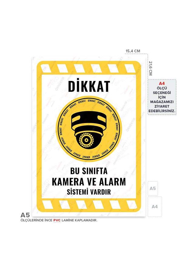 Posterya-Ul02119-A5 - This Class Has Camera and Alarm System Warning Sign (15.4×21.6cm) 1