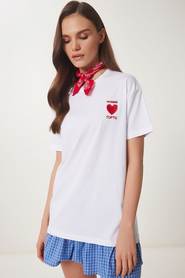 Lovelyİstanbul-White Lmp0007 Heart Monitor Cotton T-Shirt 1