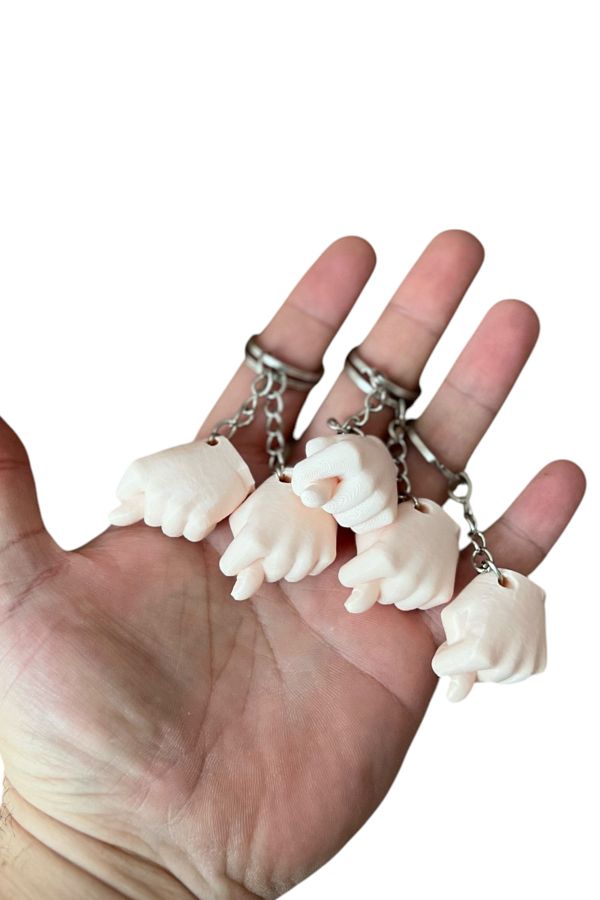 lina hobby-5 Pieces Funny Hand Sign Keychain Skin Color 1