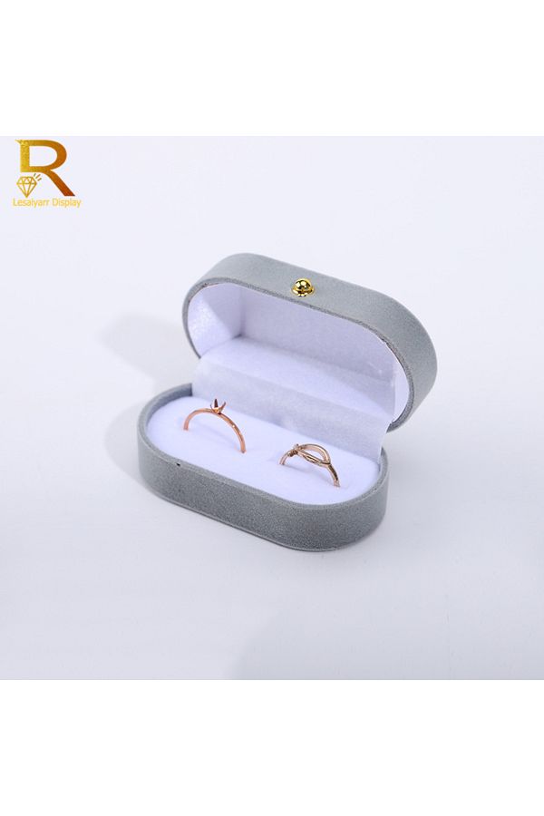 Choice-Grey Velvet Trinket Box Ring Box Jewelry Organizer Double Rings Boxjewelry Box Wedding Gift Box Joye 1