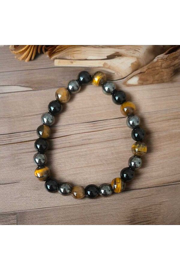 feyza collection-Natural Stone Onyx, Hematite, Tiger Eye Men's Bracelet 1
