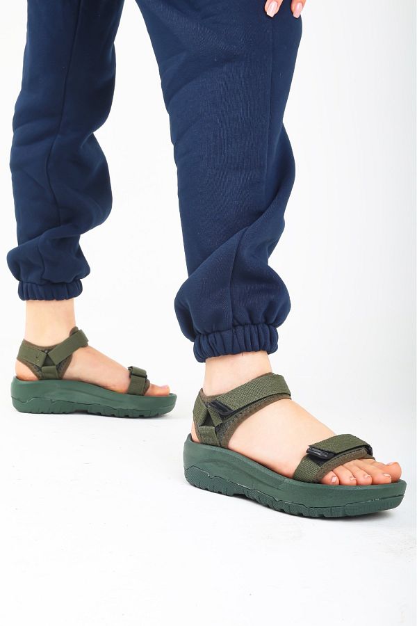 Ecru-Beige Women's Sandals - Velcro Trekking (Soft Lightweight Ruhut Comfortable Stylish) 1