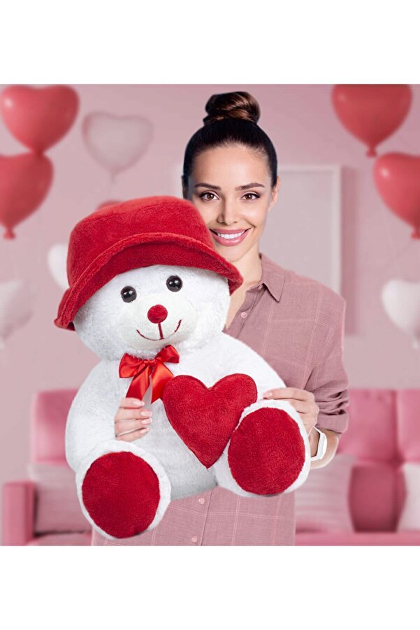 ÖZGÜNER Oyuncak Ayıcı 70cm Sapkalı Ayıcık Doğum Gününe Özel Hediye