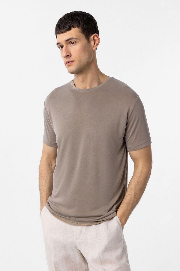 Antioch-Tricou pentru bărbați din țesătură tehnică modal, bej, cu ajustare normală 1