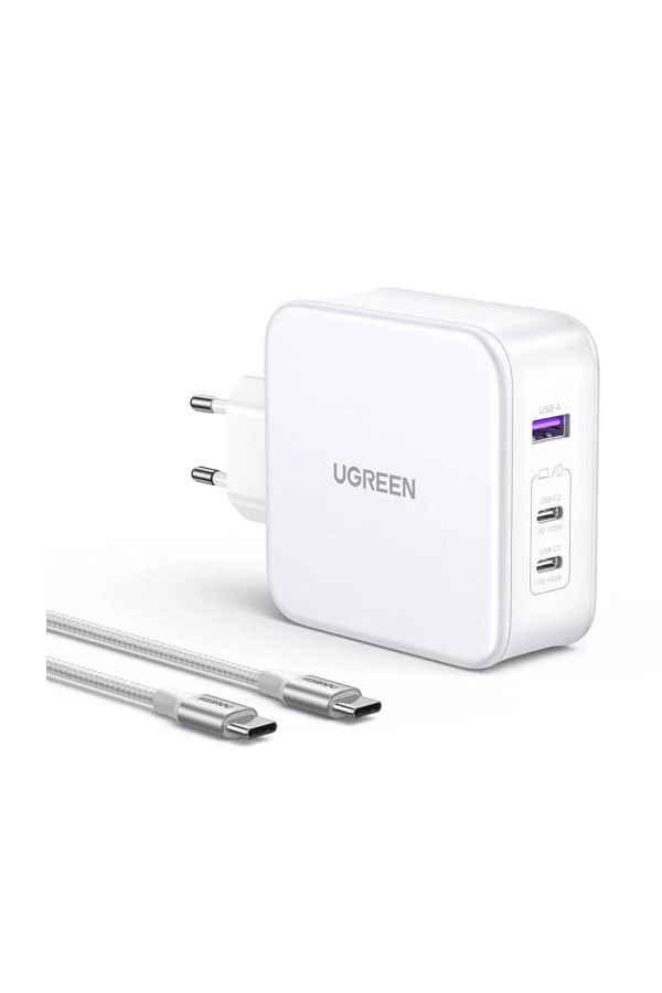 Ugreen-Incarcator de retea Ugreen Nexode CD289 GaN USB-A/2xUSB-C 140W + USB-C - cablu USB-C 1,5 m - alb 1