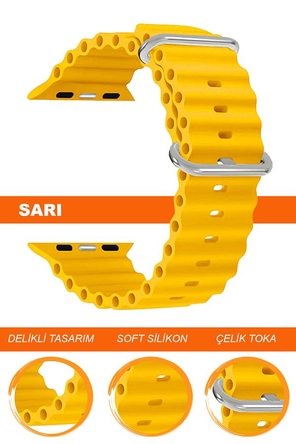 COBRA-Apple Watch Compatible Series 1/2/3/4/5/6/Se/7/8/9 Ultra/Ultra2 42/44/45/49mm Silicone Cord Strap S09Ad 1