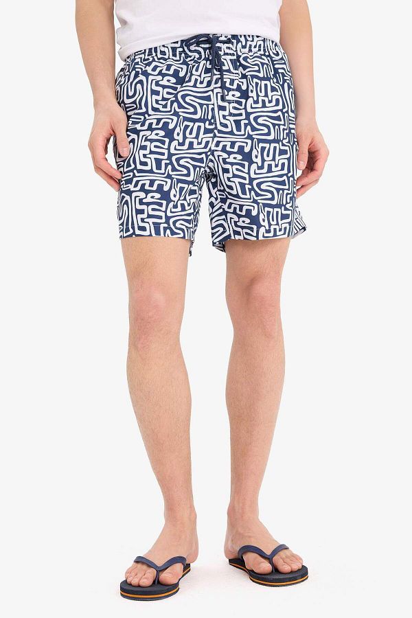 DeFacto-Patterned Mesh Lined Short Length Swim Shorts A7376Ax25Hs 1