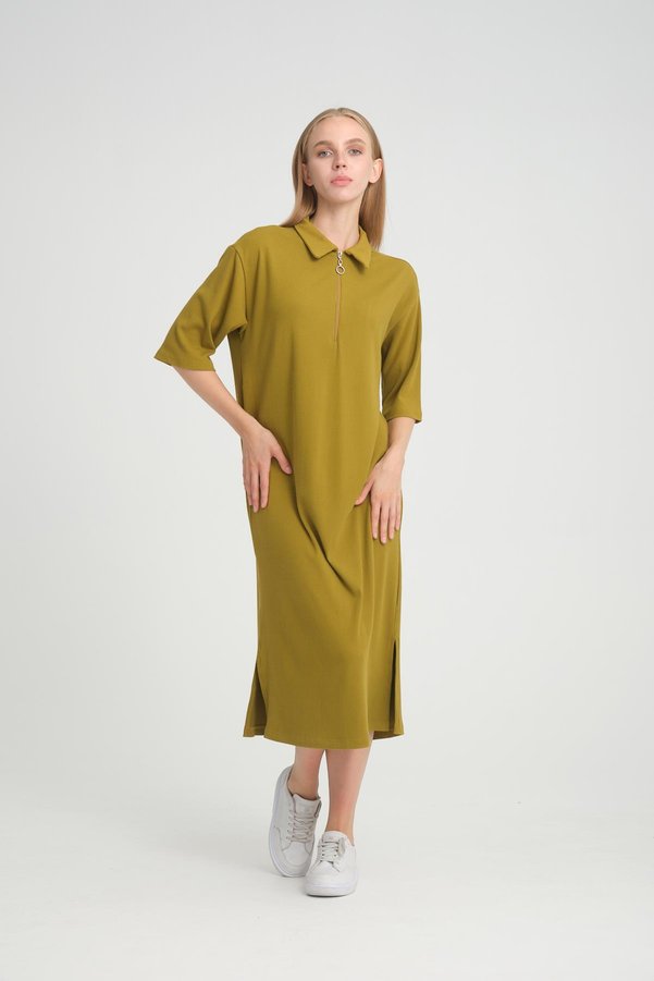 ALEXANDERGARDI Alexandergardi̇ Cord Zipper Detail Shirt Collar Dress (B23-00108)