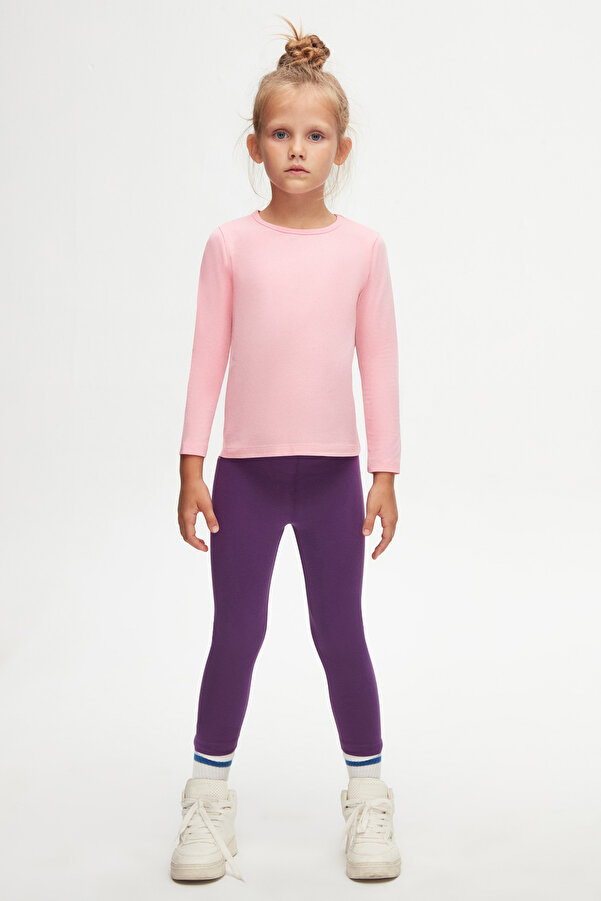LOVETTI Pembe Basic Mevsimlik Likralı Uzun Kollu Kız Çocuk Tişört