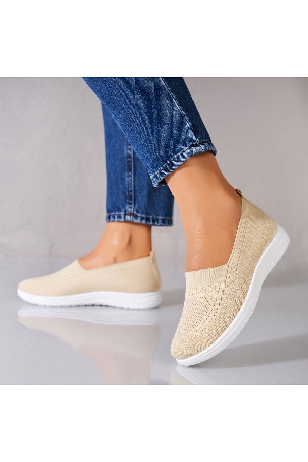 Joana-Women's casual shoes Beige made of Kisa Textile 1