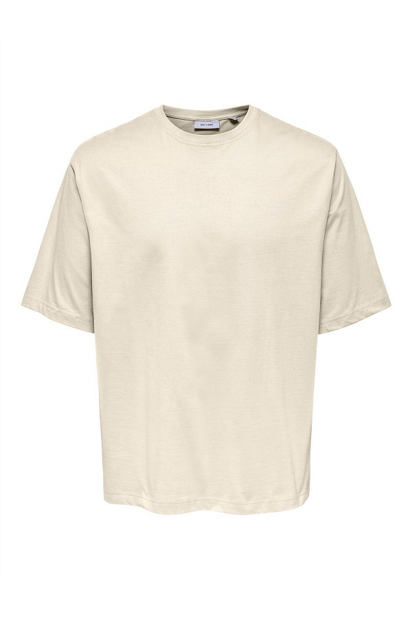 Only & Sons-ONSLES CLASSIQUES RLX PRINT SS TEE Ανδρικό μπεζ μπλουζάκι - 22030601 1