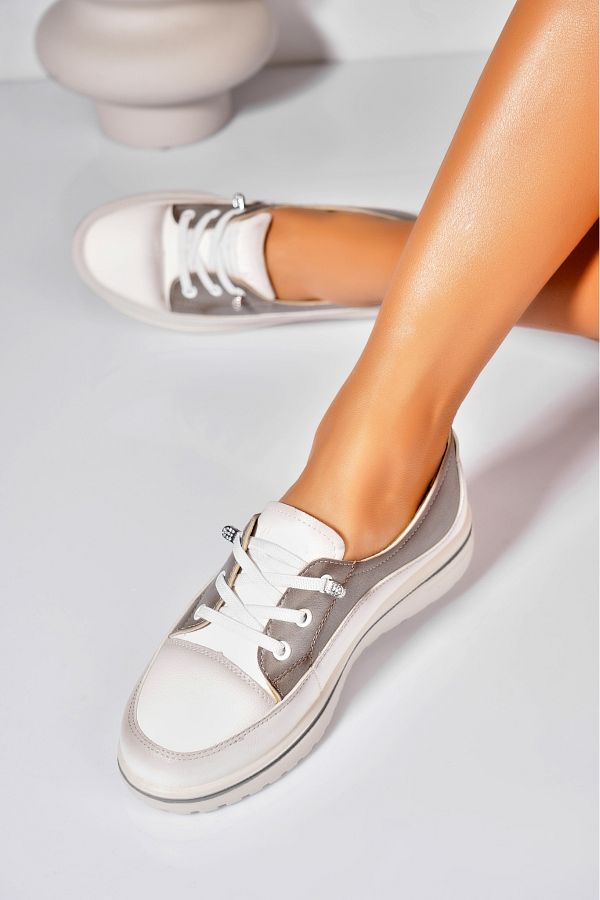 Joana-Women's casual shoes in grey eco-leather Talisa 1