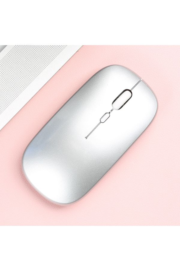 MissionFit-Glossy-silver Wireless Bluetooth-compatible Mouse Portable Ergonomic Computer Mice For Laptop Ipad T 1