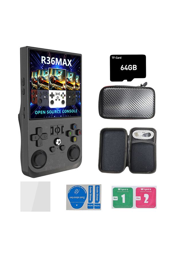 Choice-64G Black Open Source R36Max 4 Inch IPS Screen Retro Handheld Video Game Console Linux System Portab 1