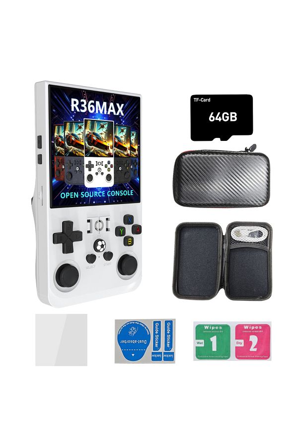 Choice-64G White Open Source R36Max 4 Inch IPS Screen Retro Handheld Video Game Console Linux System Portab 1