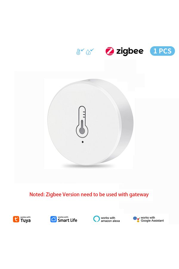 Choice-1pc Tuya ZigBee Mini Temperature Humidity Sensor Smart Home Remote Monitor Works with Gateway Alexa 1